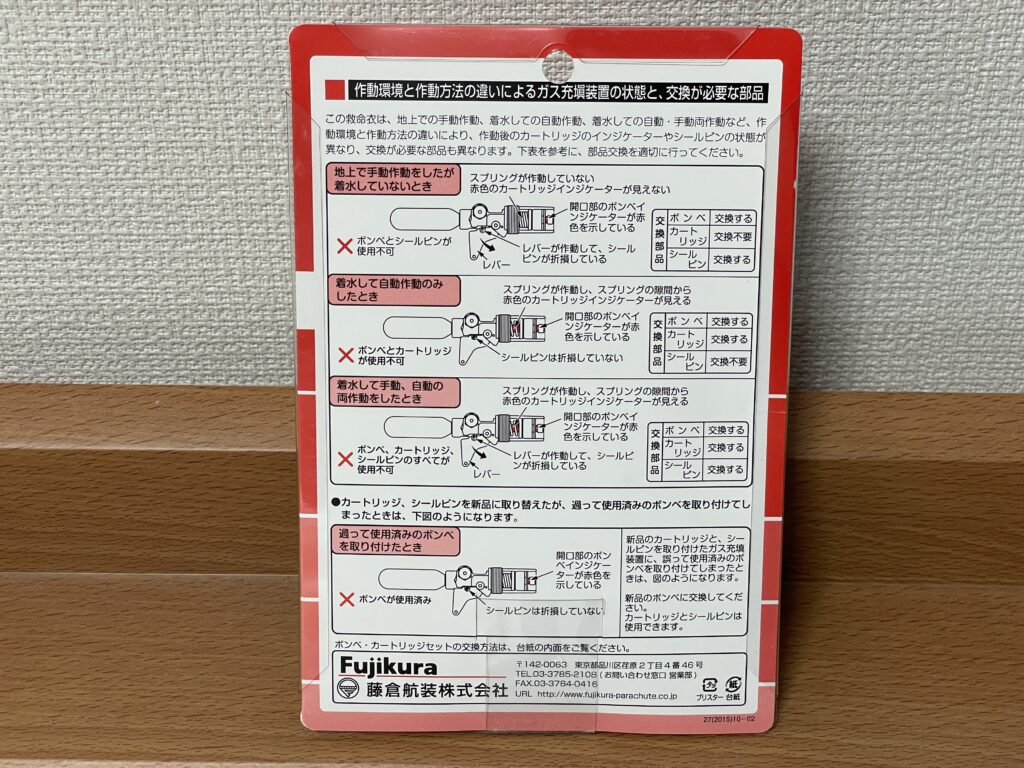 自動膨張式ライフジャケットボンベ交換方法